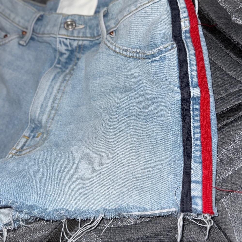 MOTHER Superior Denim Easy Does It Short Blue Thanks Again Racer Wash Size 27 - Picture 14 of 14